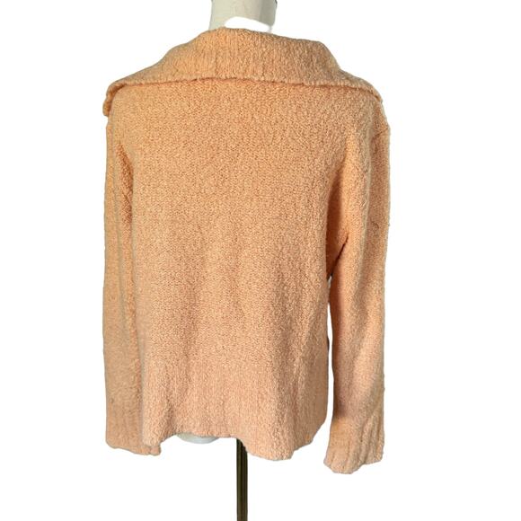 Talbots Shawl Collar Sweater Tangerine Orange Soft Fuzzy Wool Blend Chunky Knit - Picture 10 of 16